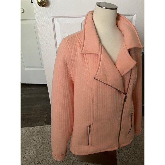 From Isaac Mizrahi Live!  Women's Jacket Sz XL Quilted Peach Mellon - Picture 3 of 6